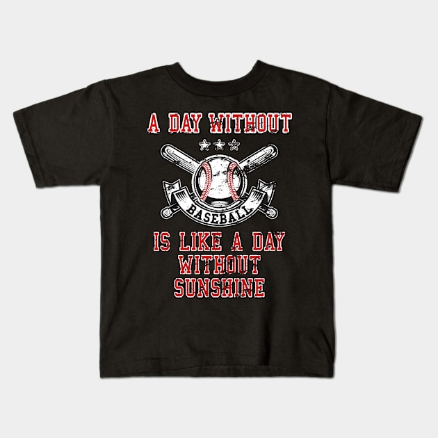 A Day Without Baseball Distressed graphic Kids T-Shirt by merchlovers